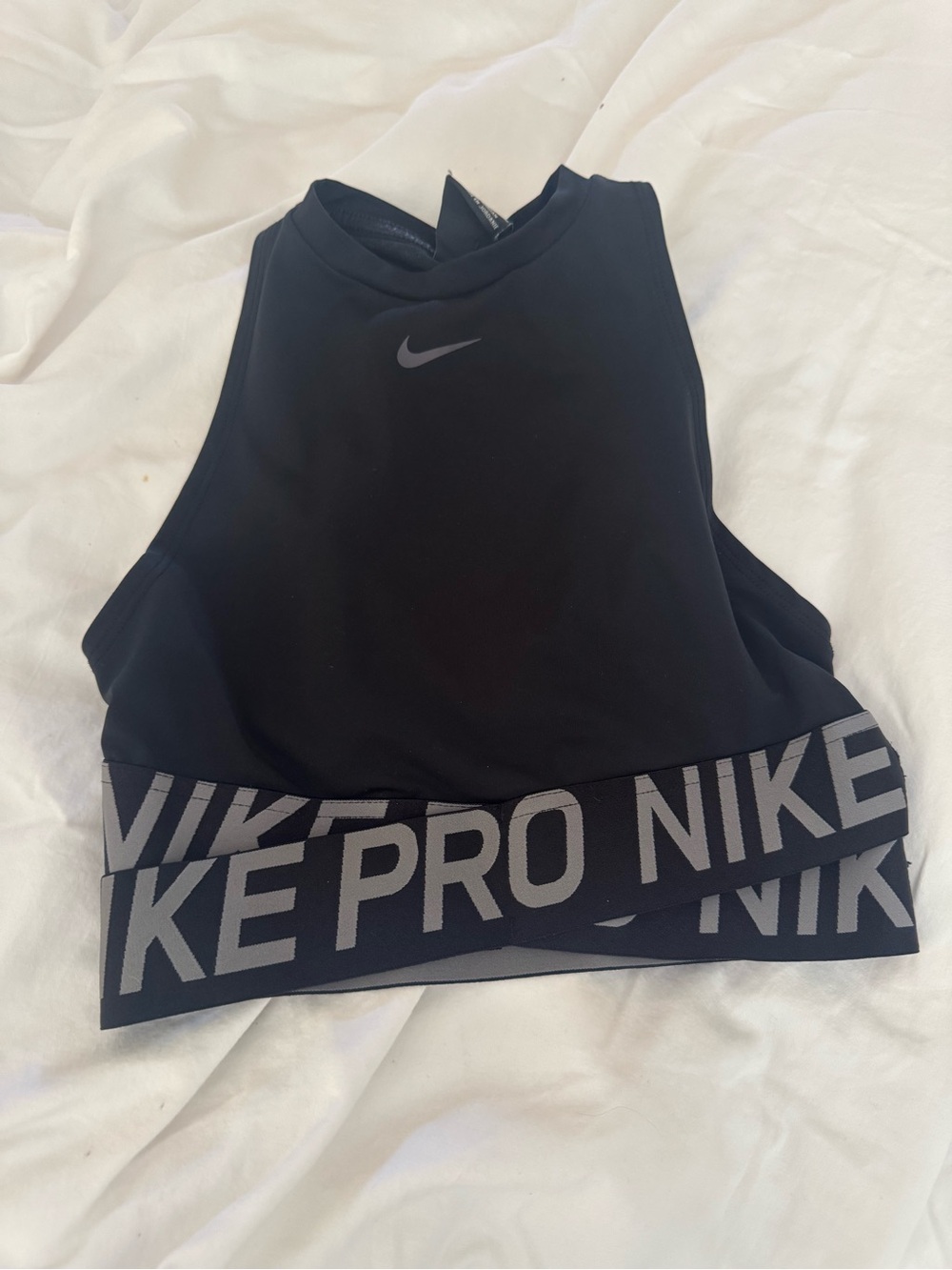 Nike Black Crop Sports Tank with Reflective Swoosh